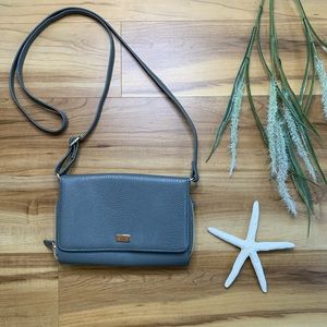 Grey Faux Leather Crossbody Bag